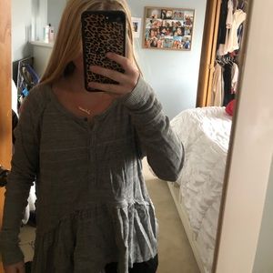 free people gray long sleeve with buttons